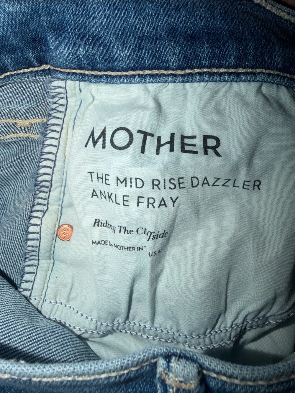 MOTHER The Mid Rise Dazzler Ankle Fray Riding The Cliffside - Picture 4 of 6
